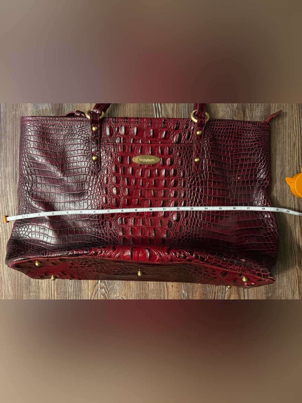 Brahmin Wine Croc-Embossed Leather Tote with Gold Hardware - Picture 10 of 15